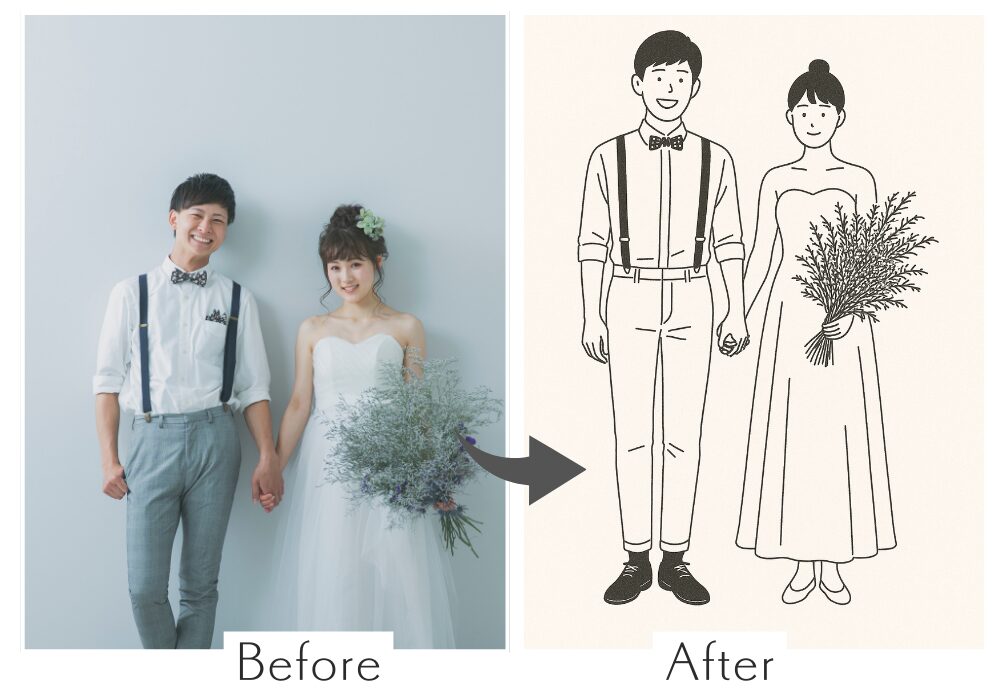 韓国風線画のビフォアフター